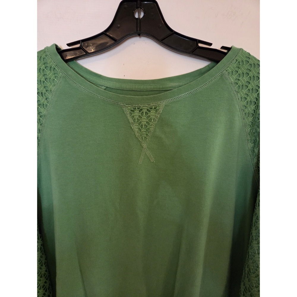 Denim & co women's green shirt with lace-size 3X